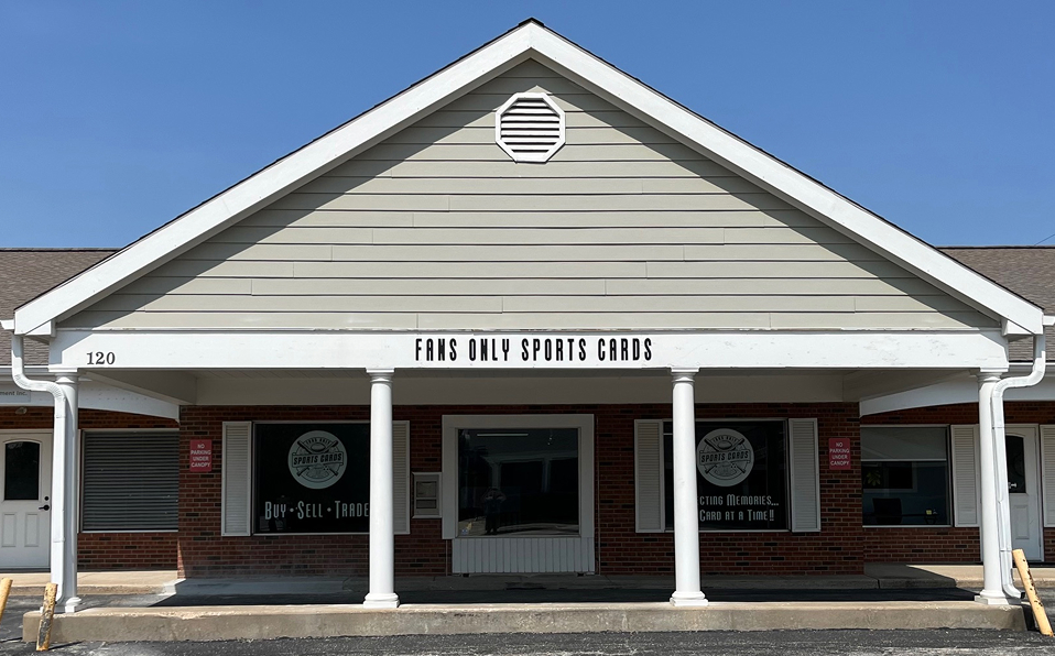 Front of the Fans Only Sports Cards shop from outside