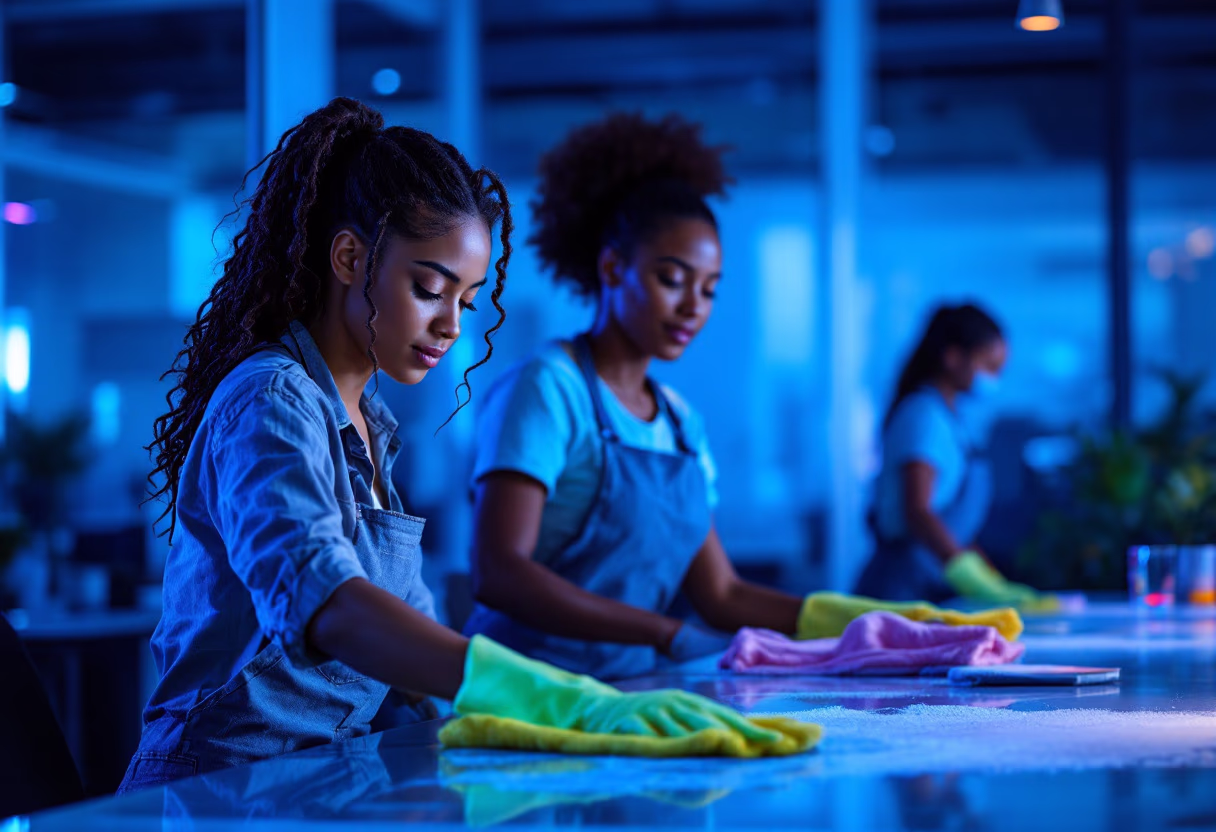 image of cleaning team in action (for a cleaning service)