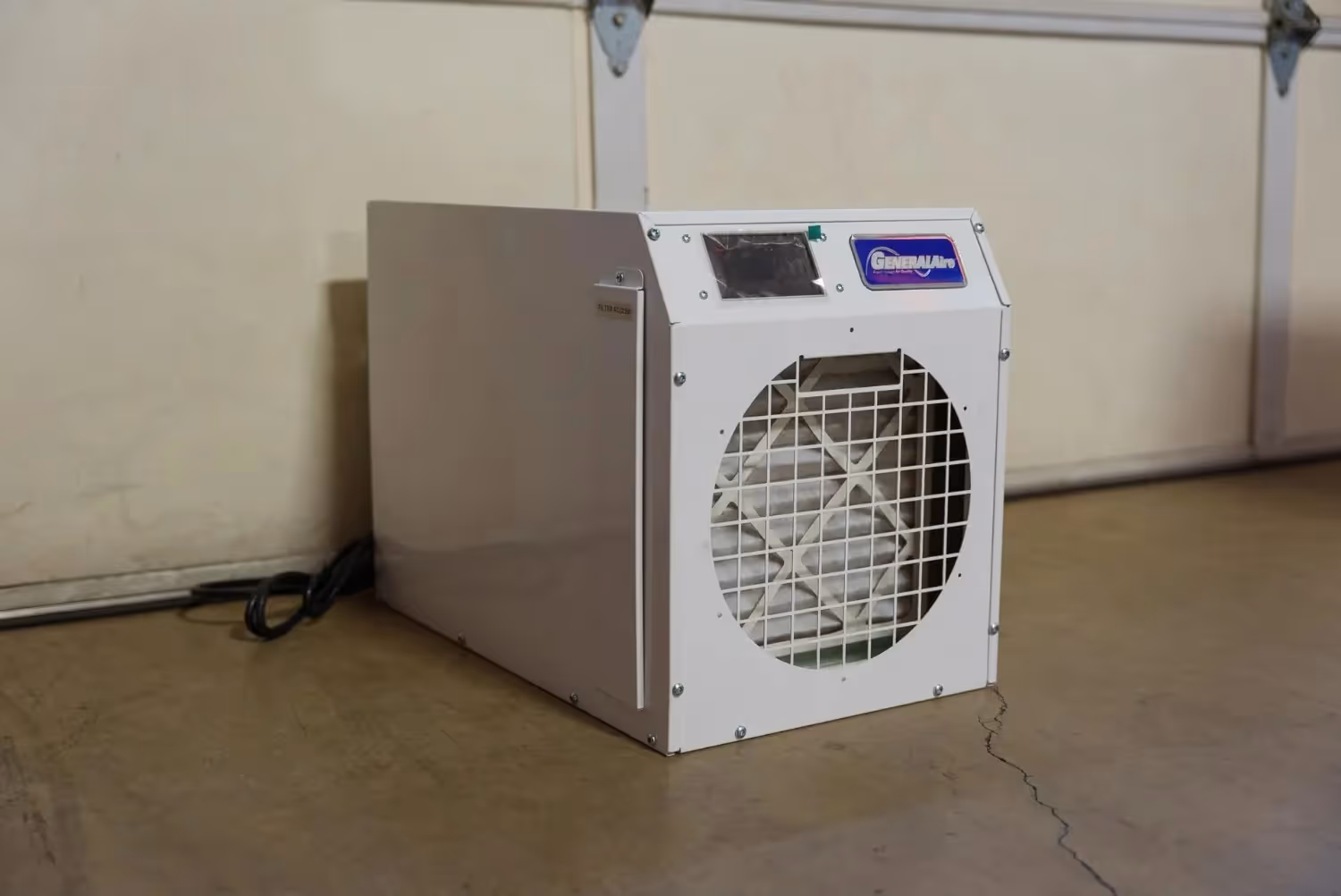 Industrial dehumidifier in room with mold.