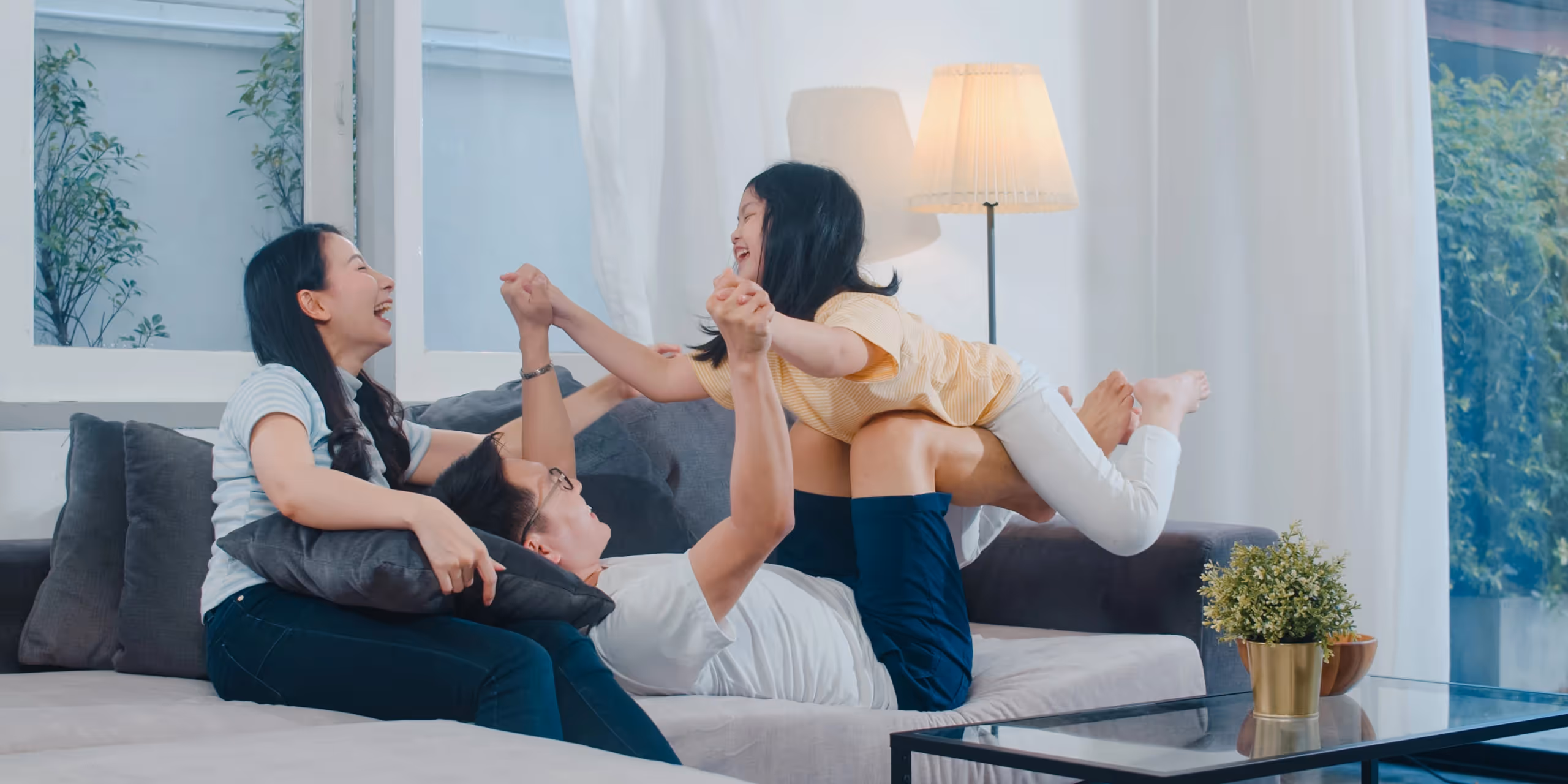 Family enjoying time together in living room.