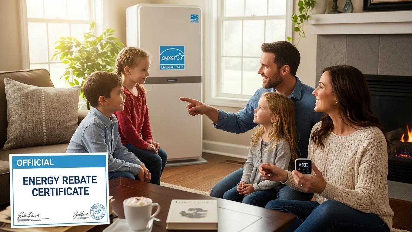 Family enjoying their Energy Star-certified HVAC system, highlighting benefits and rebates