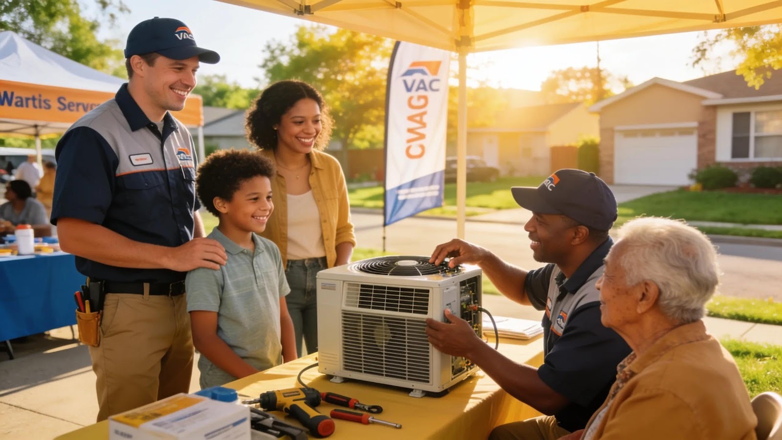 Local HVAC professionals engaging with community members at an event