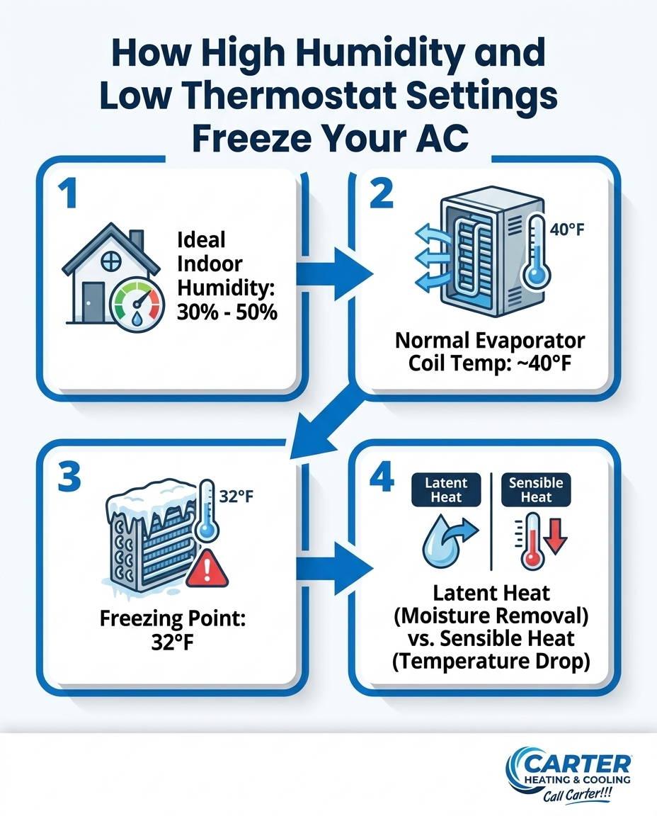 How High Humidity and Low Thermostat Settings Freeze Your AC