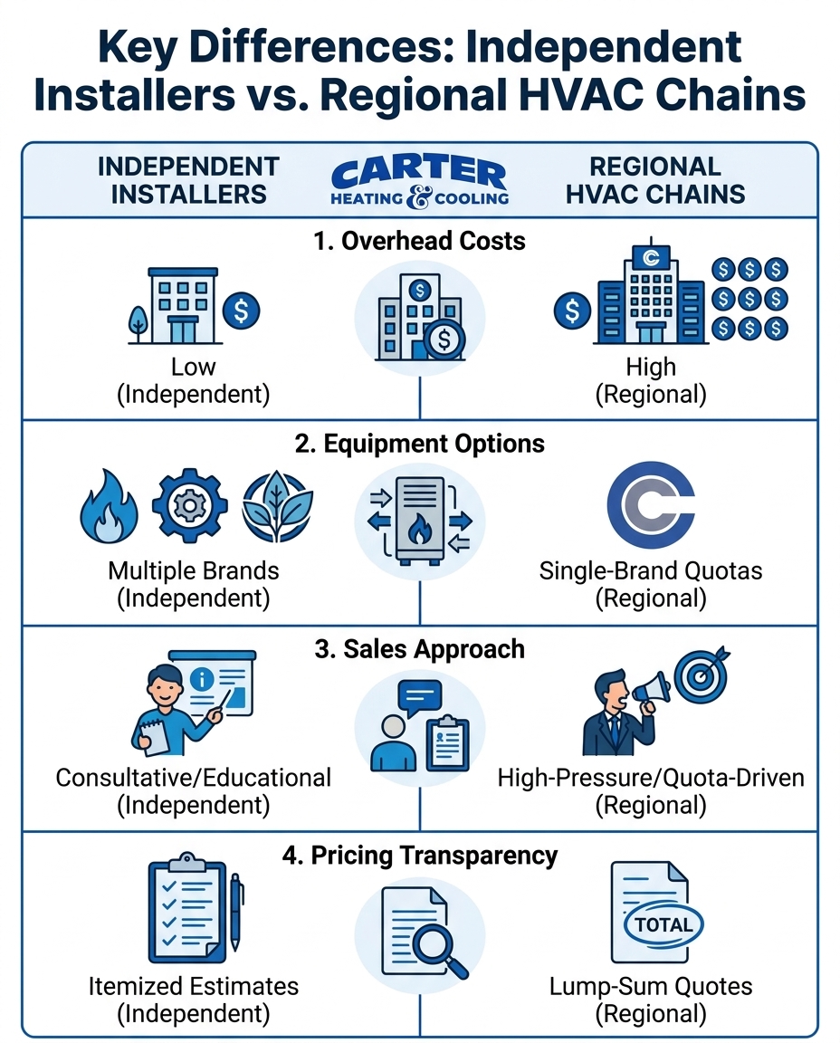Key Differences: Independent Installers vs. Regional HVAC Chains