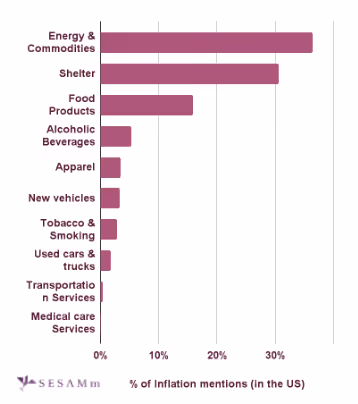 SESAMm bar graph of inflation co-mentions by percentage