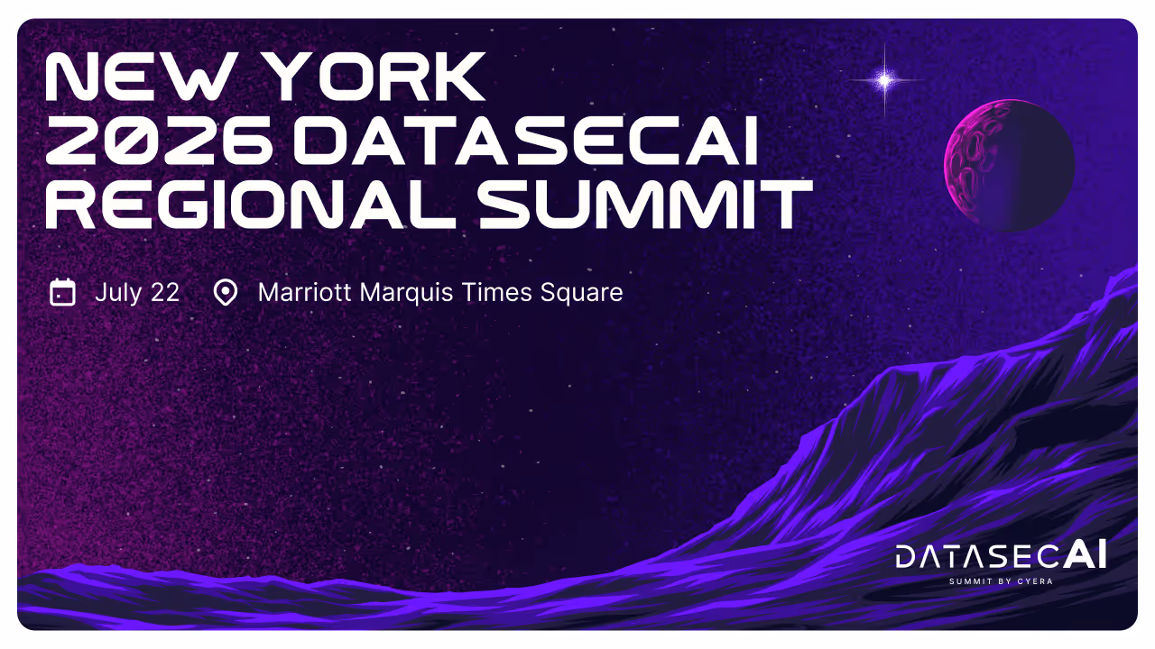 Announcement for New York 2026 DataSecAI Regional Summit on July 22 at Marriott Marquis Times Square with a purple starry night sky and mountainous landscape.