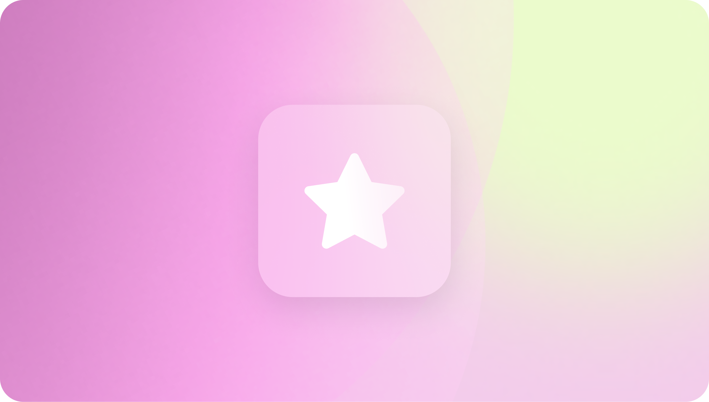 White star icon centered on a rounded pink square with a blurred pink and light yellow gradient background.