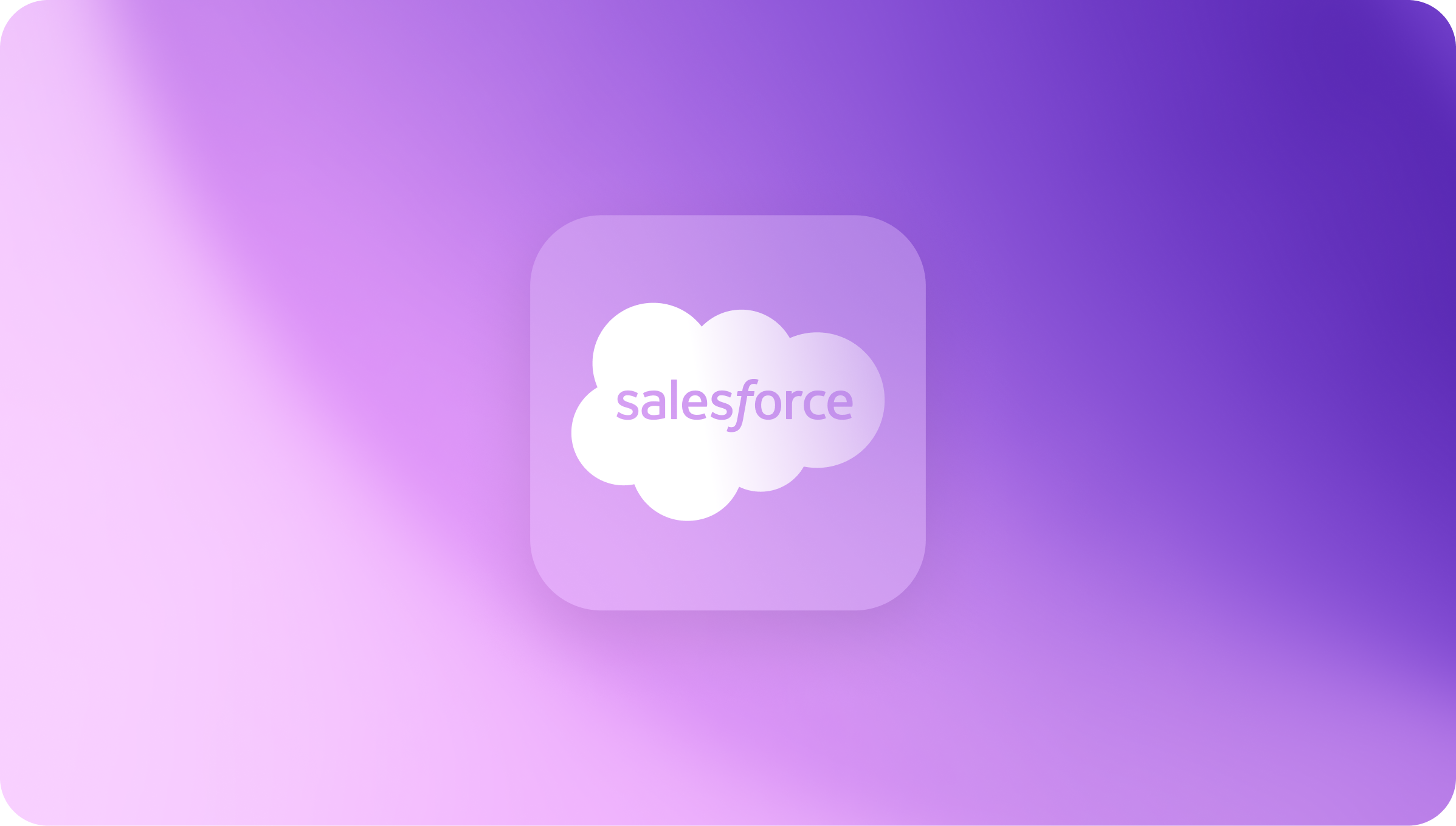Salesforce logo in white cloud on a purple gradient background.
