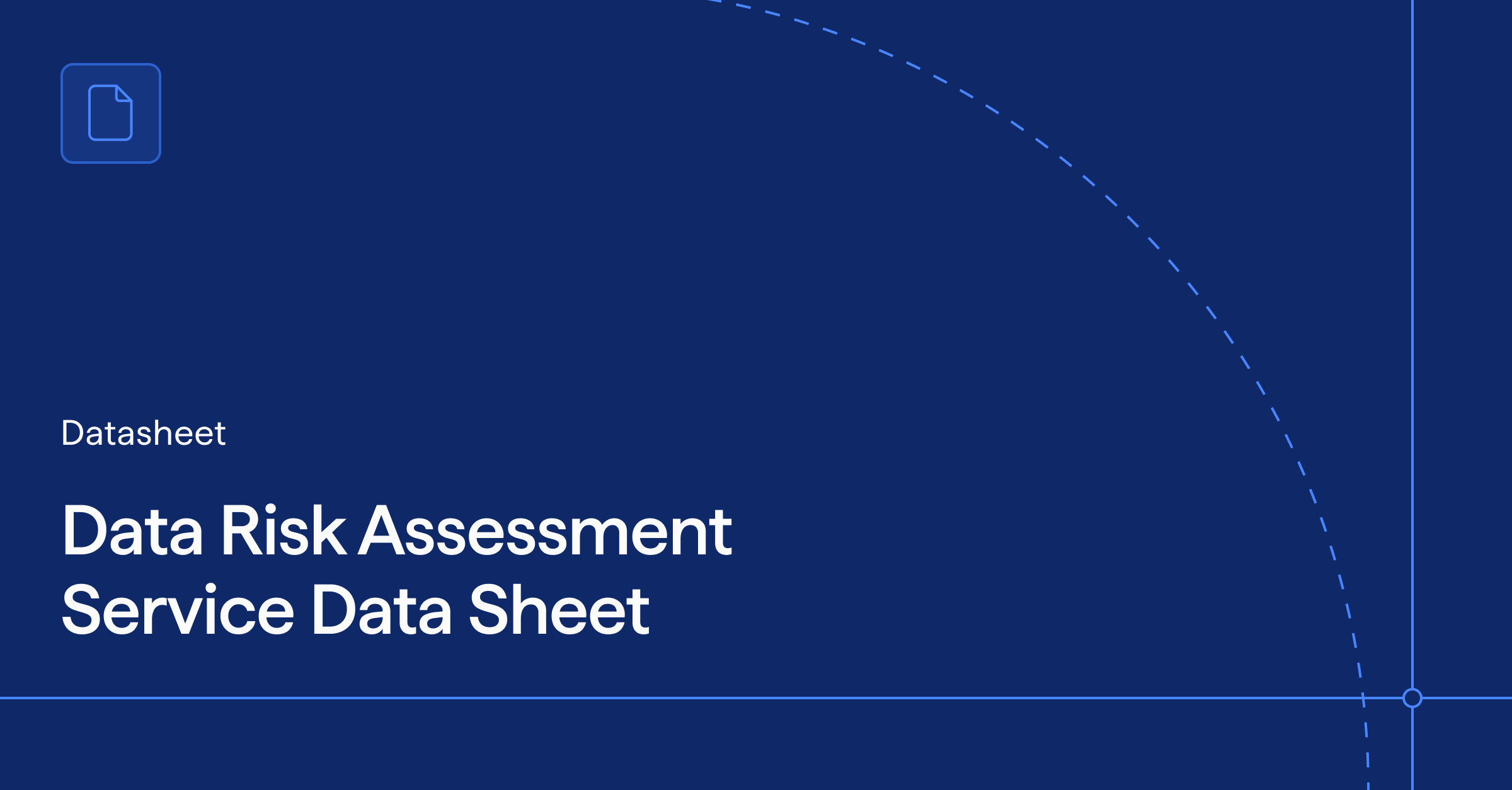 Blue datasheet cover titled 'Data Risk Assessment Service Data Sheet' with a document icon.