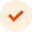 White Circular icon with a red checkmark inside.