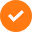 White check mark inside an orange square with rounded corners.