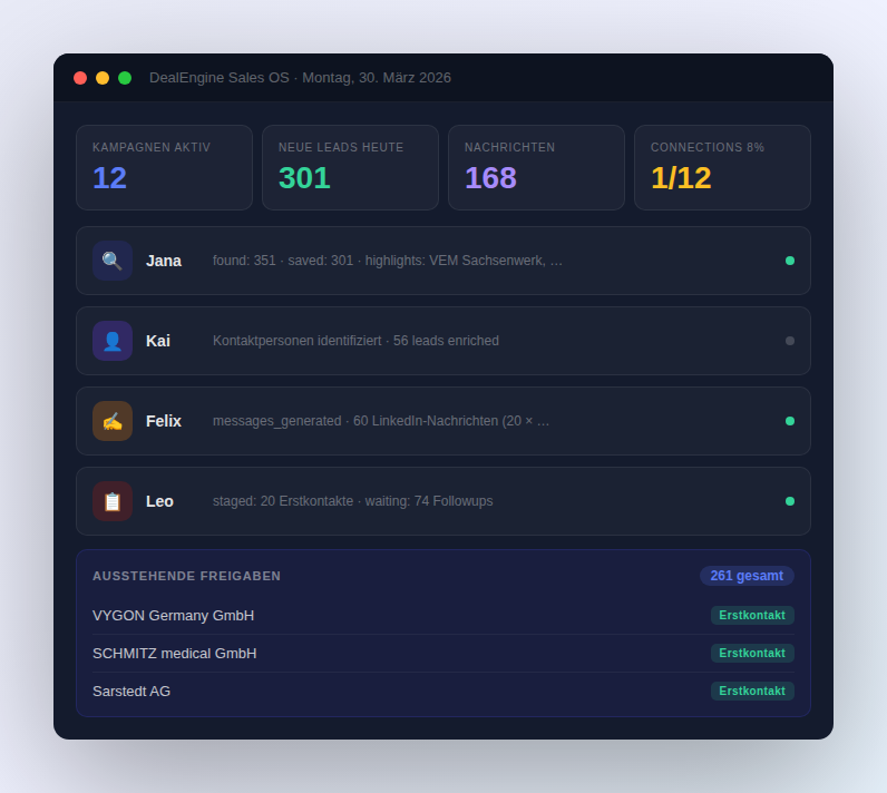 DealEngine Dashboard – 5 Agenten