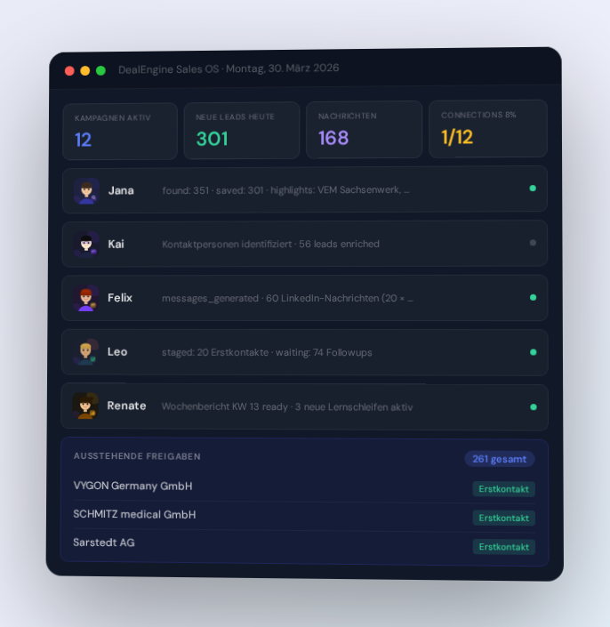 DealEngine Dashboard – 5 Agenten