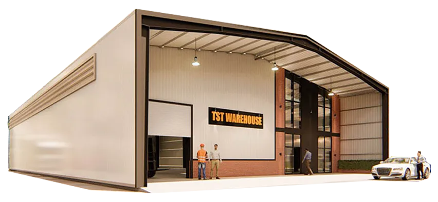 TST GROUP รับติดตั้งโกดังสำเร็จรูป พร้อมออกแบบประตูทางเข้าและผนังที่เหมาะสมกับธุรกิจคุณ