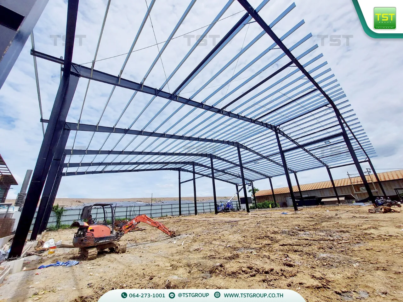 รับสร้างโกดังสําเร็จรูป, ออกแบบอาคารโครงเหล็กสำเร็จรูป ระบบ PEB | TST GROUP