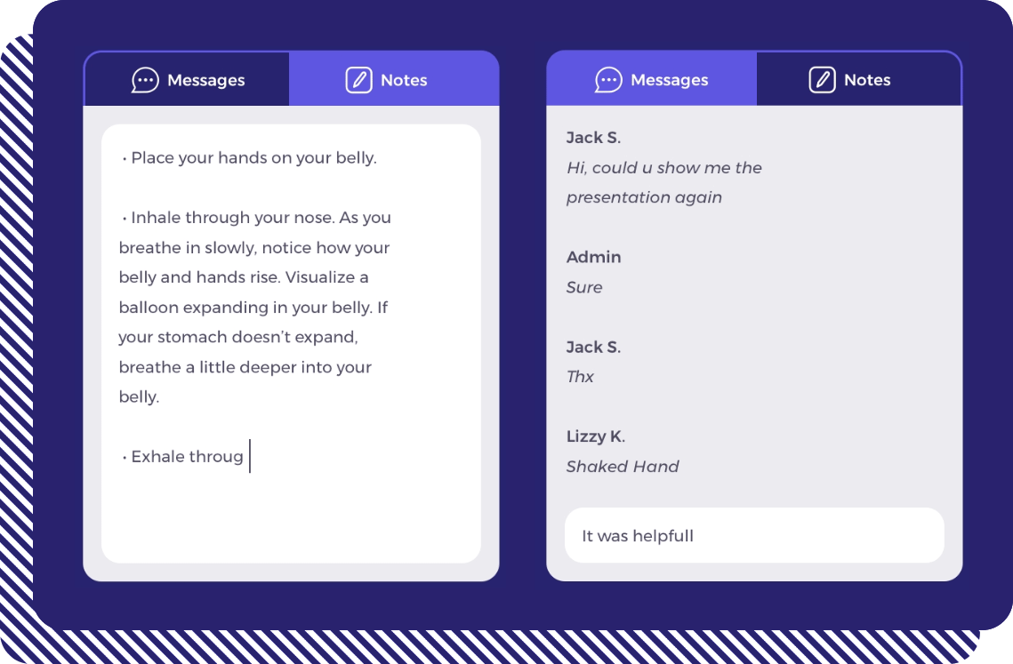 PsyTell, Session Only Notes and Messages
