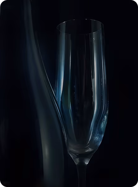 скляний келих для шампанського з художнім студійним освітленням