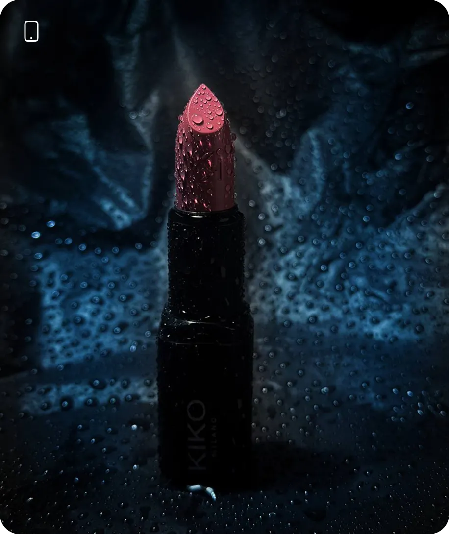 Помада з краплями води, результат студентів після проходження курсу фуд та предметна зйомка