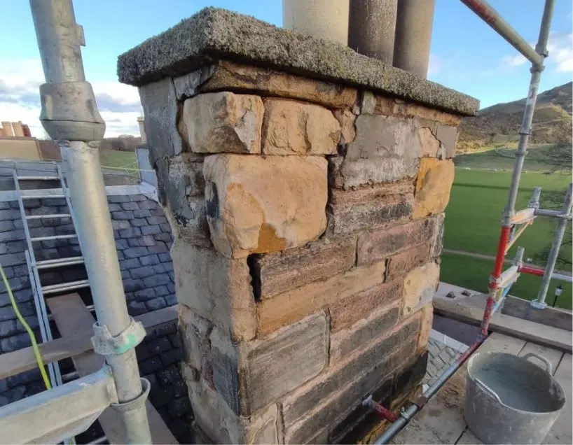 An example of chimney masonry repair