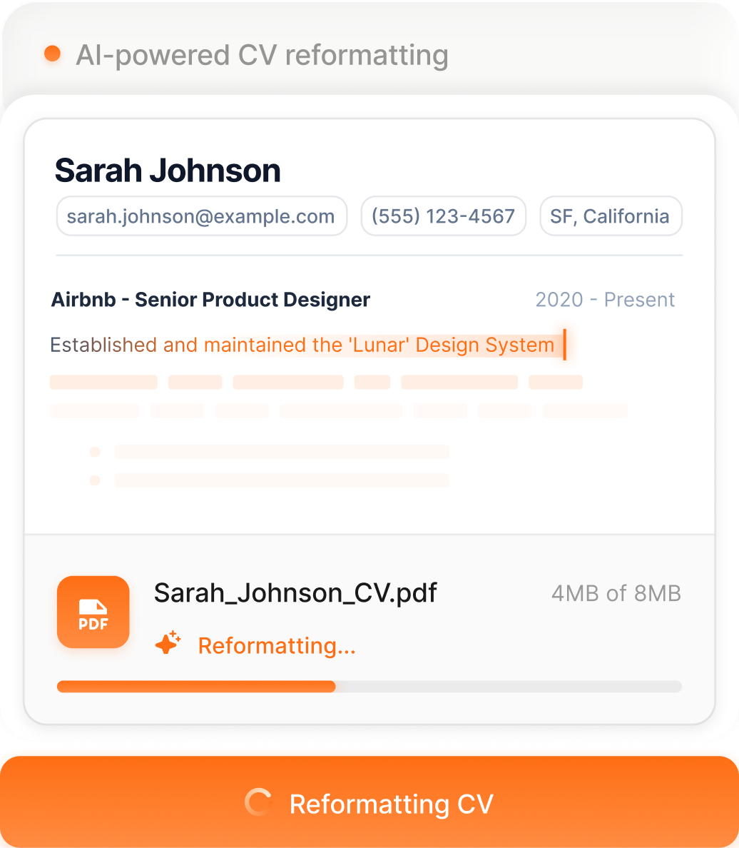 AI Powered CV reformatting