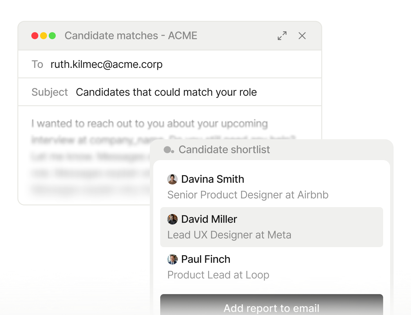 On-brand candidate reports