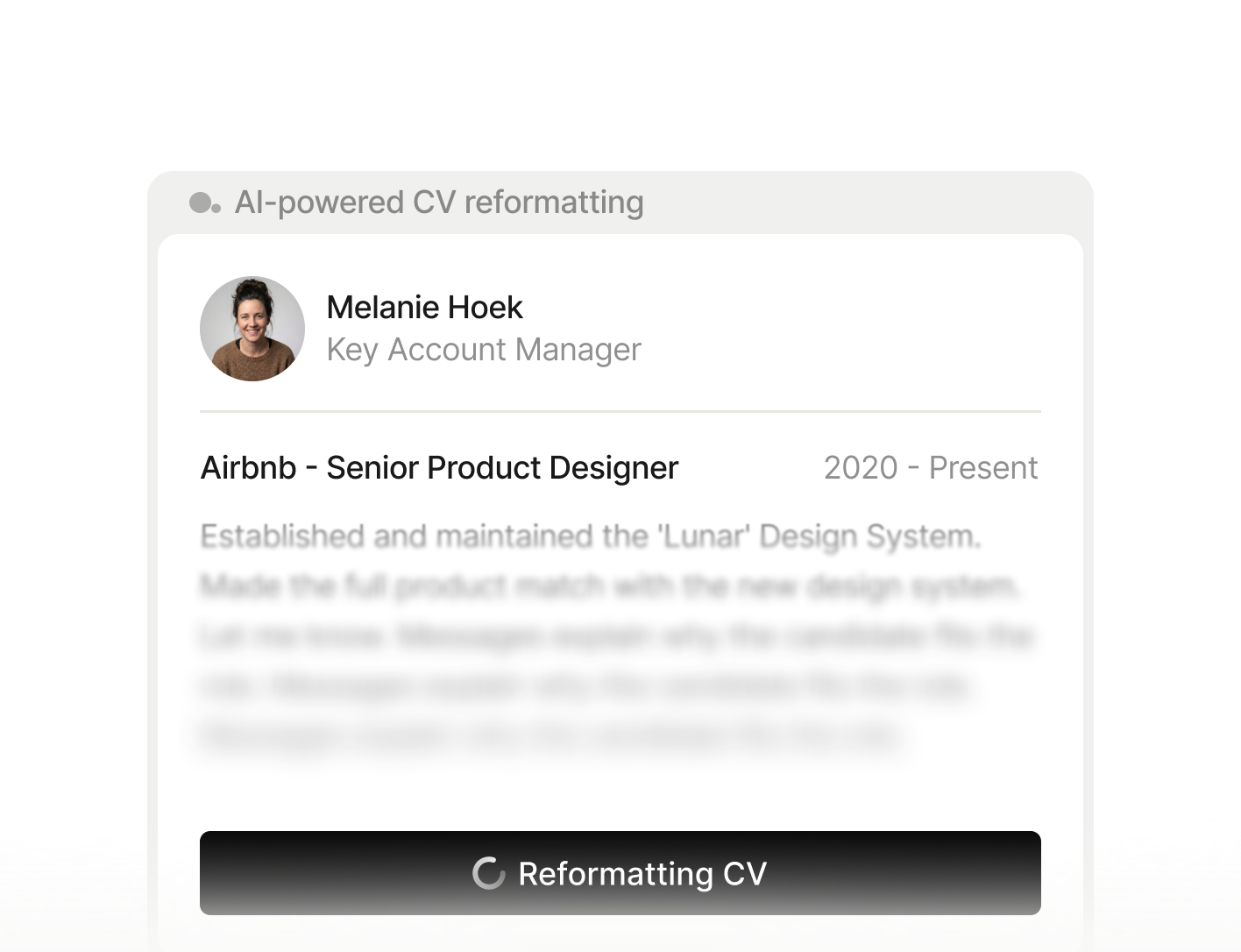AI-powered CV reformatting