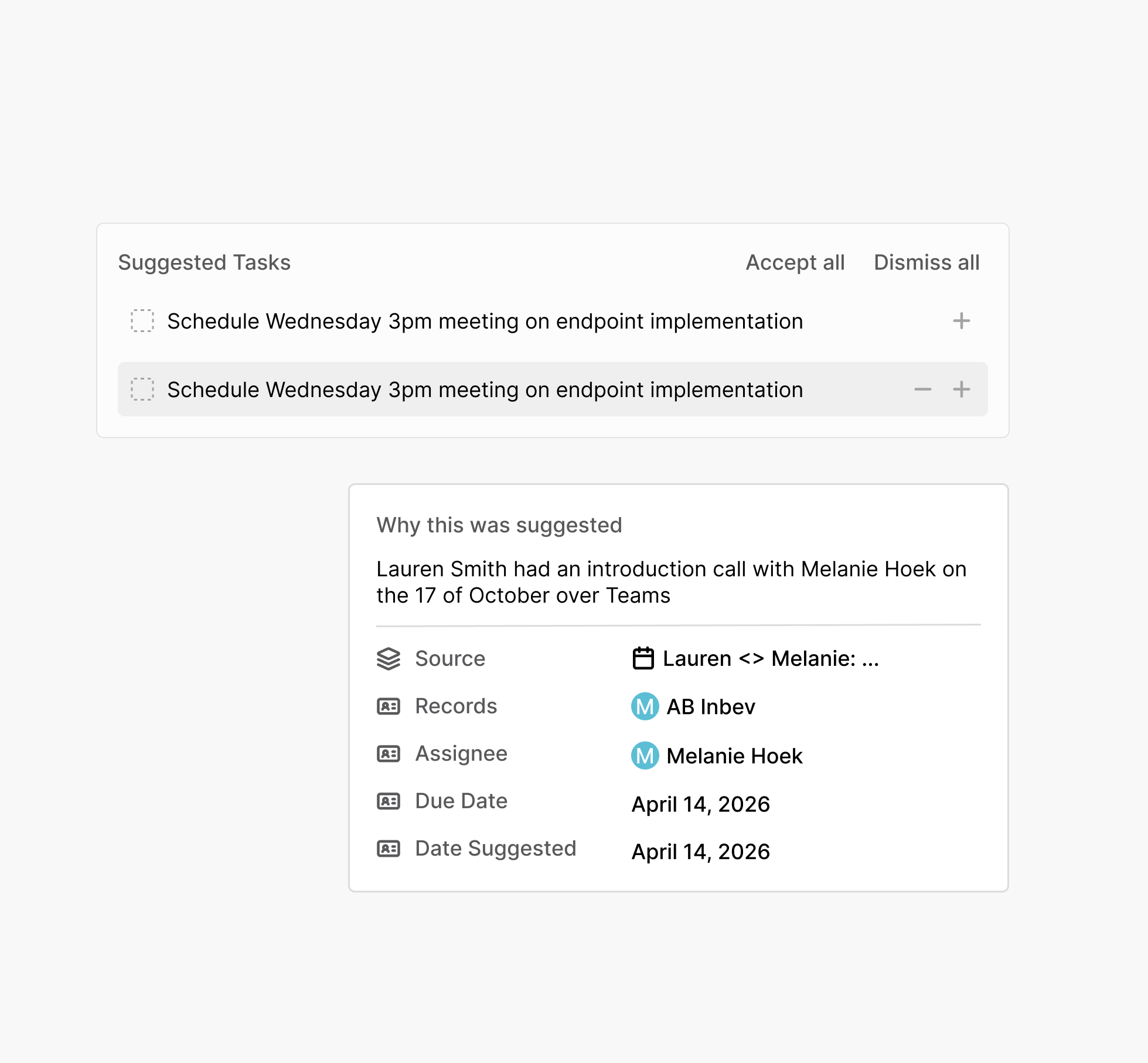 Explainable suggestions