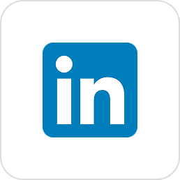 LinkedIn logo with white letters 'in' on a blue square background.