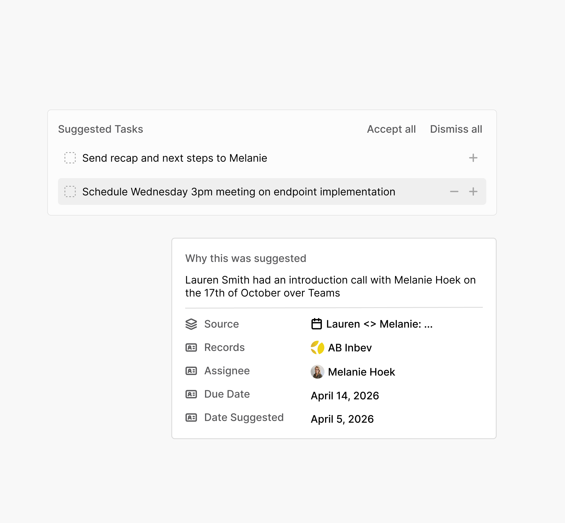 Suggested follow-ups
