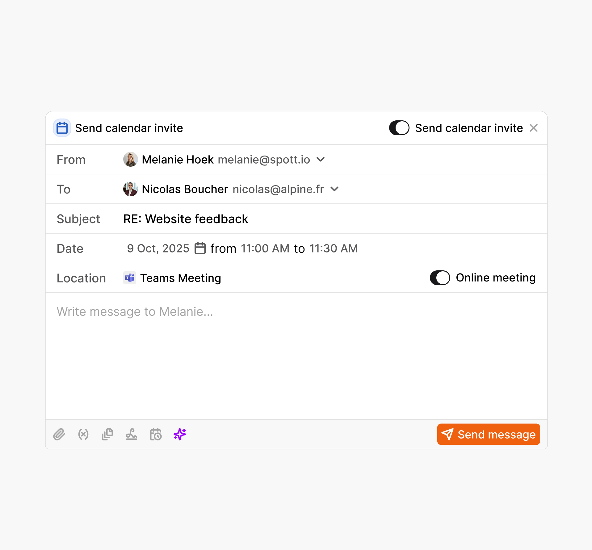 Send & schedule directly from Spott