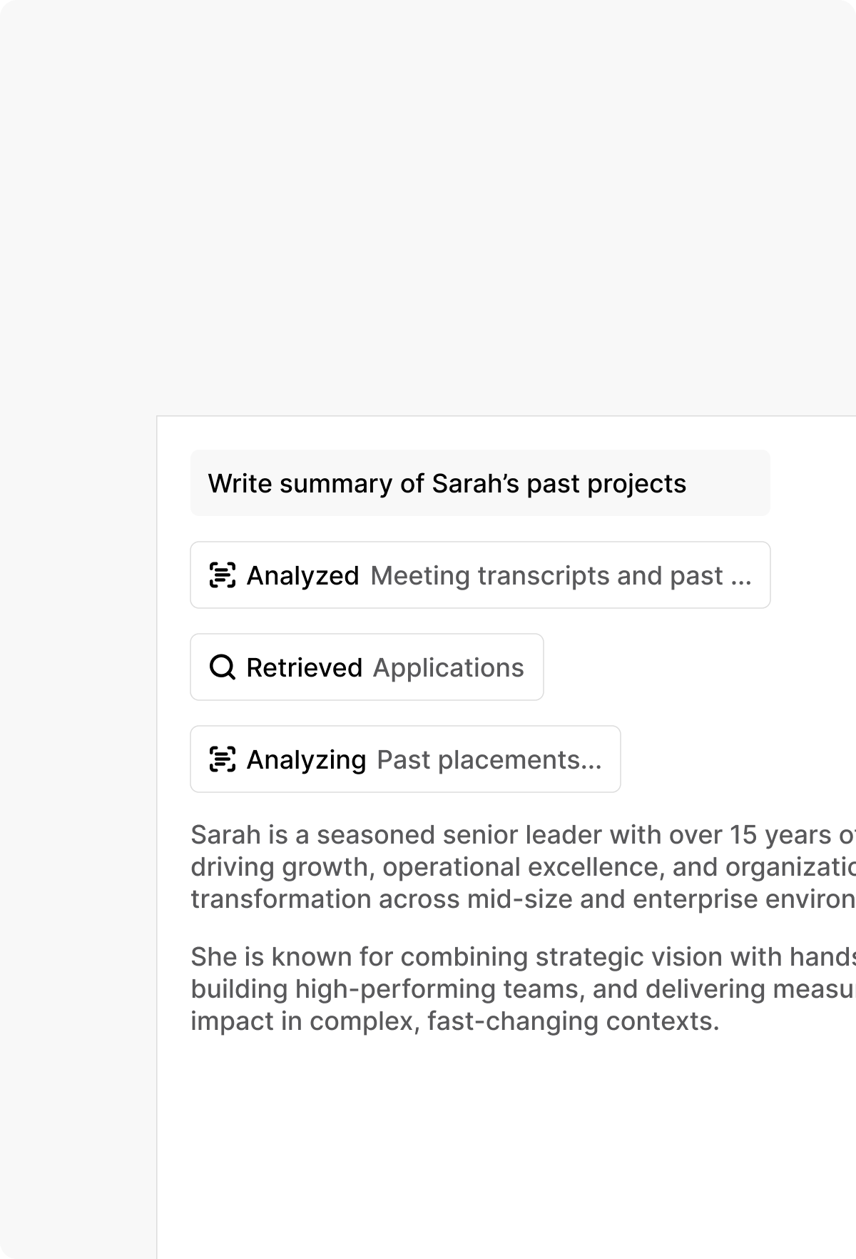 Ask AI anything about a candidate
