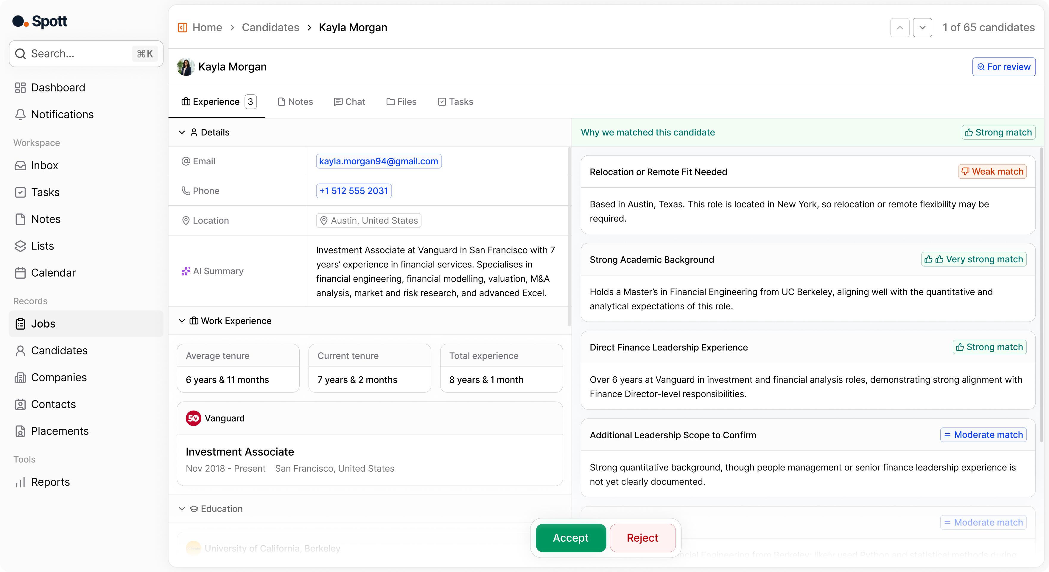 Job application pipeline Spott