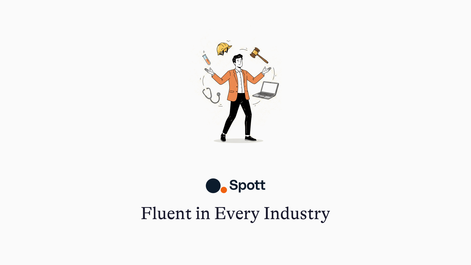 Fluent in Every Industry - illustration of a recruiter juggling objects from different industries