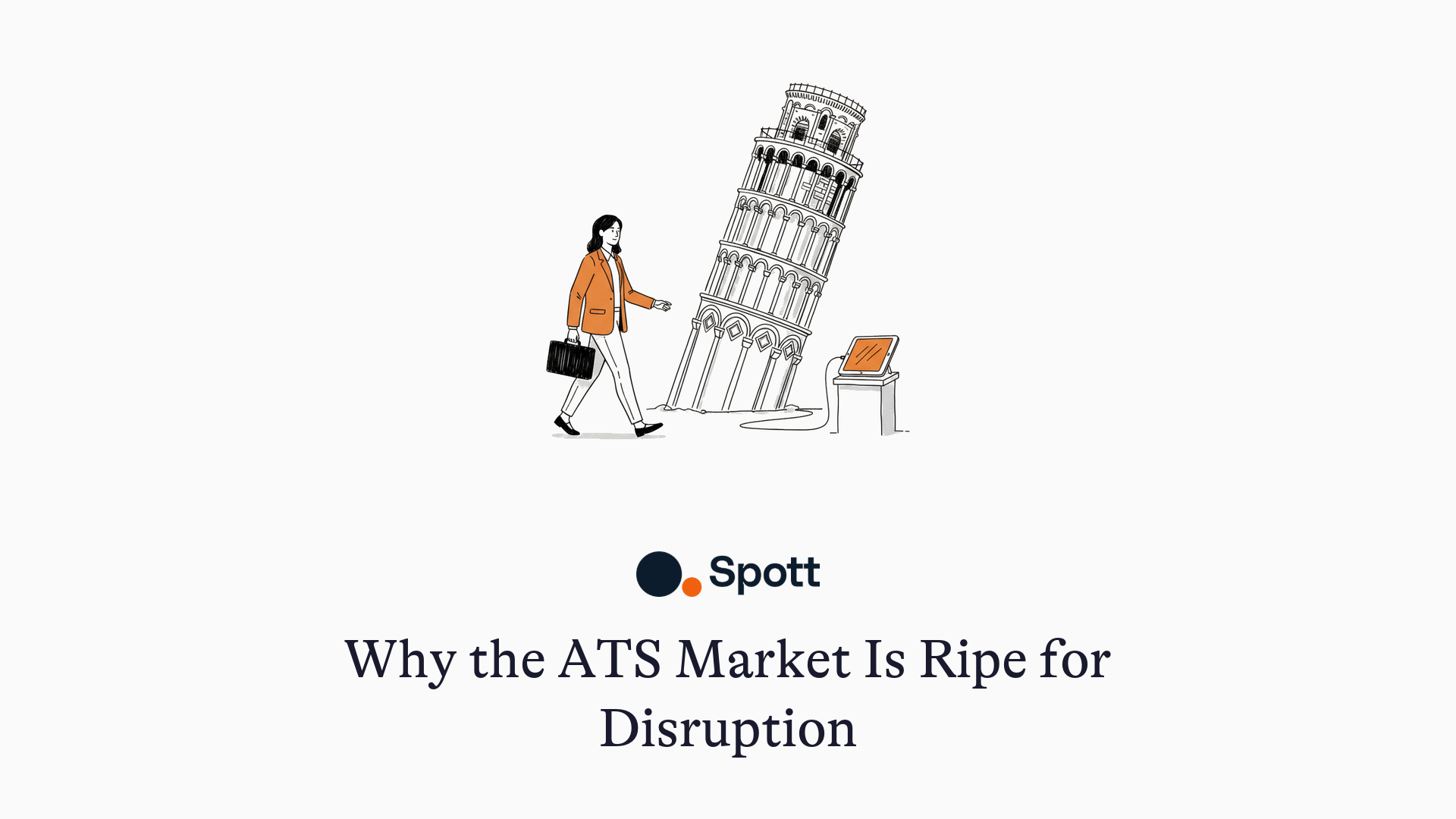 Why the ATS Market Is Ripe for Disruption - illustration of a leaning tower of old computers next to a sleek modern device