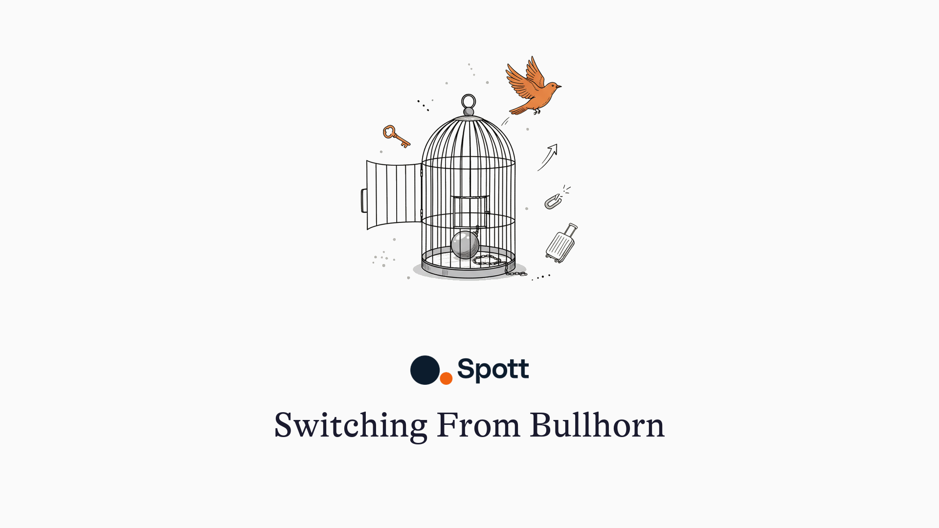 Switching From Bullhorn - hand-drawn illustration of a bird flying free from an open birdcage