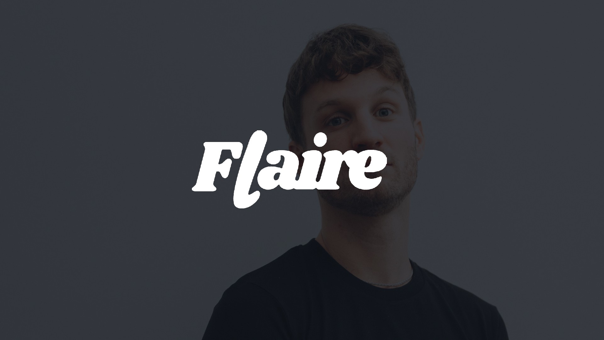 Flaire logo over a portrait of co-founder Adrien Moulias