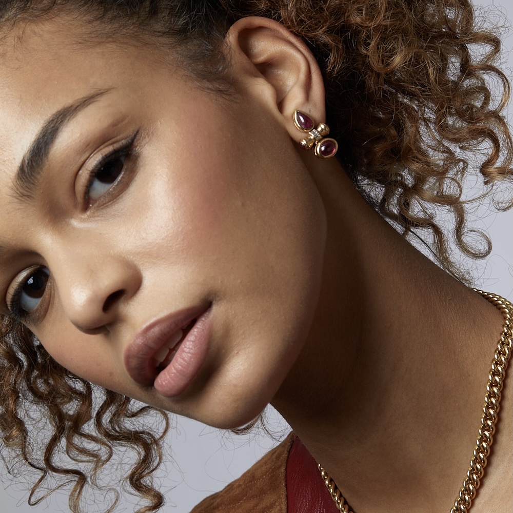 Ruby and Gold Earrings