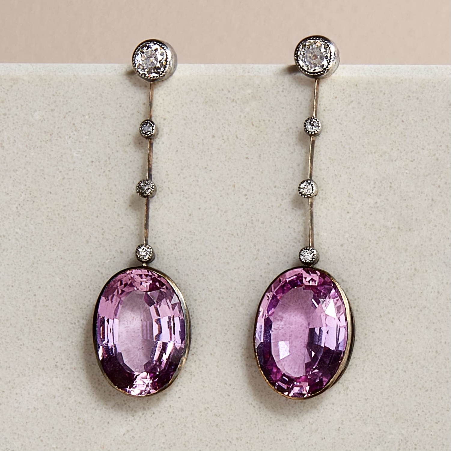 Rare Pink Topaz Earrings