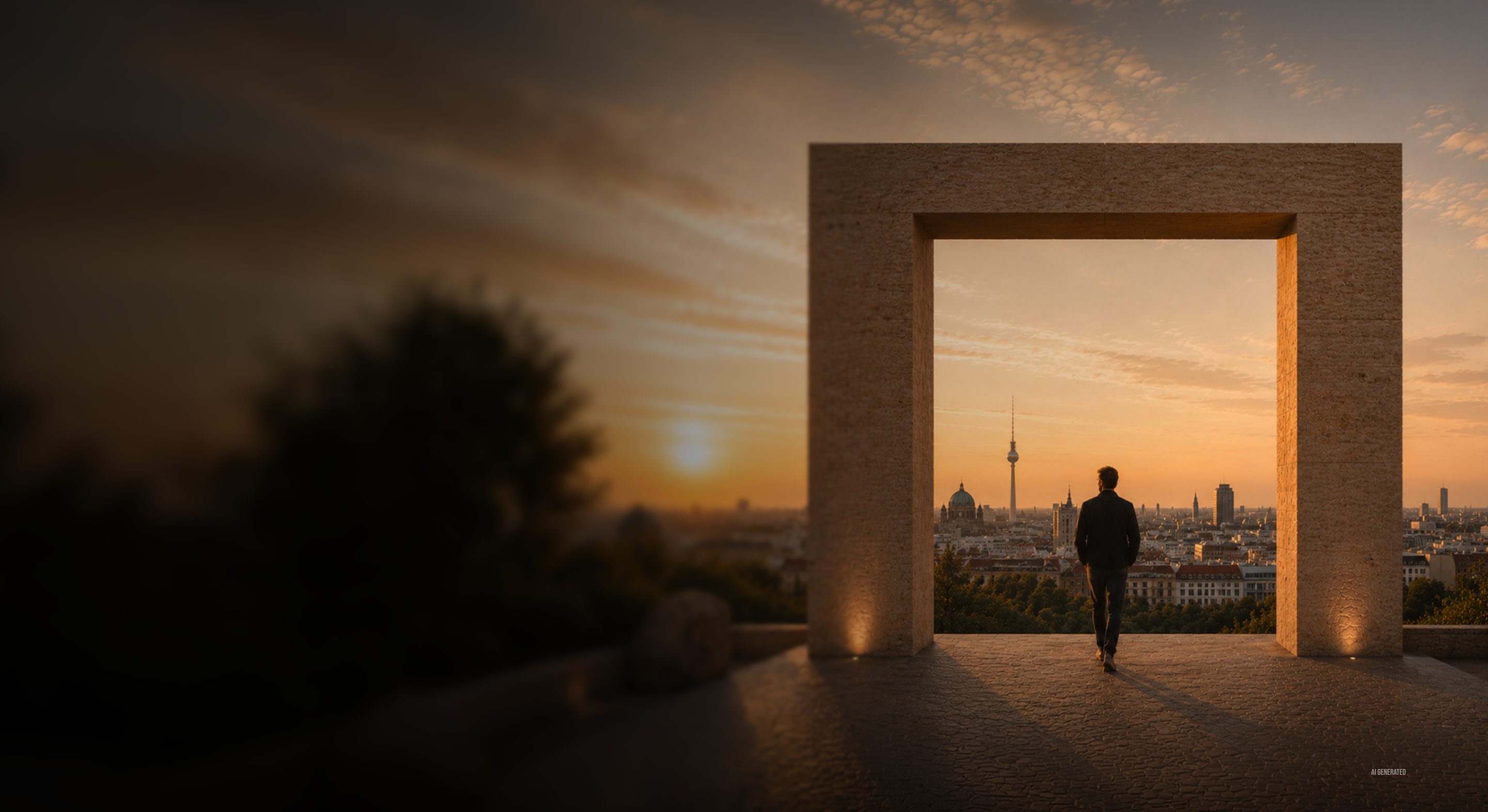 Frau sitzt abends auf Terrasse und sieht auf Smartphone ihr Portfolio mit 112.483,03 € vor Skyline.