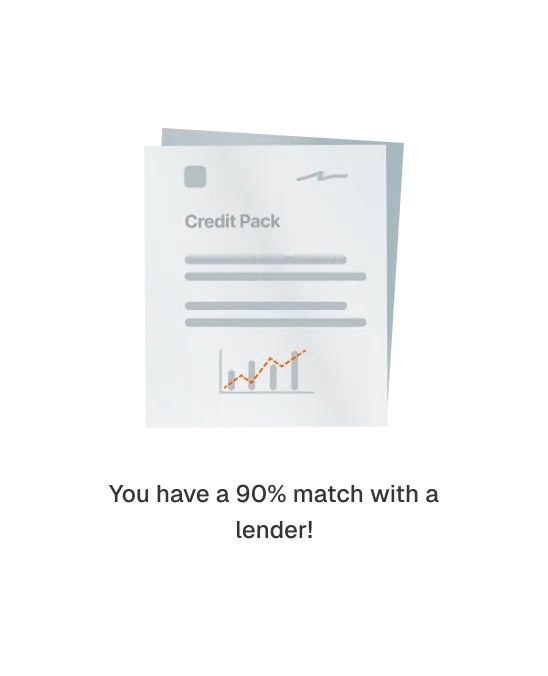 Abstract document labeled Credit Pack with a bar chart and an upward trending dotted line, signifying financial progress.