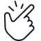 Icône d'une main réalisant un geste de pincement avec des lignes indiquant un mouvement.