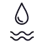 Icône d'une goutte d'eau stylisée en contour noir.