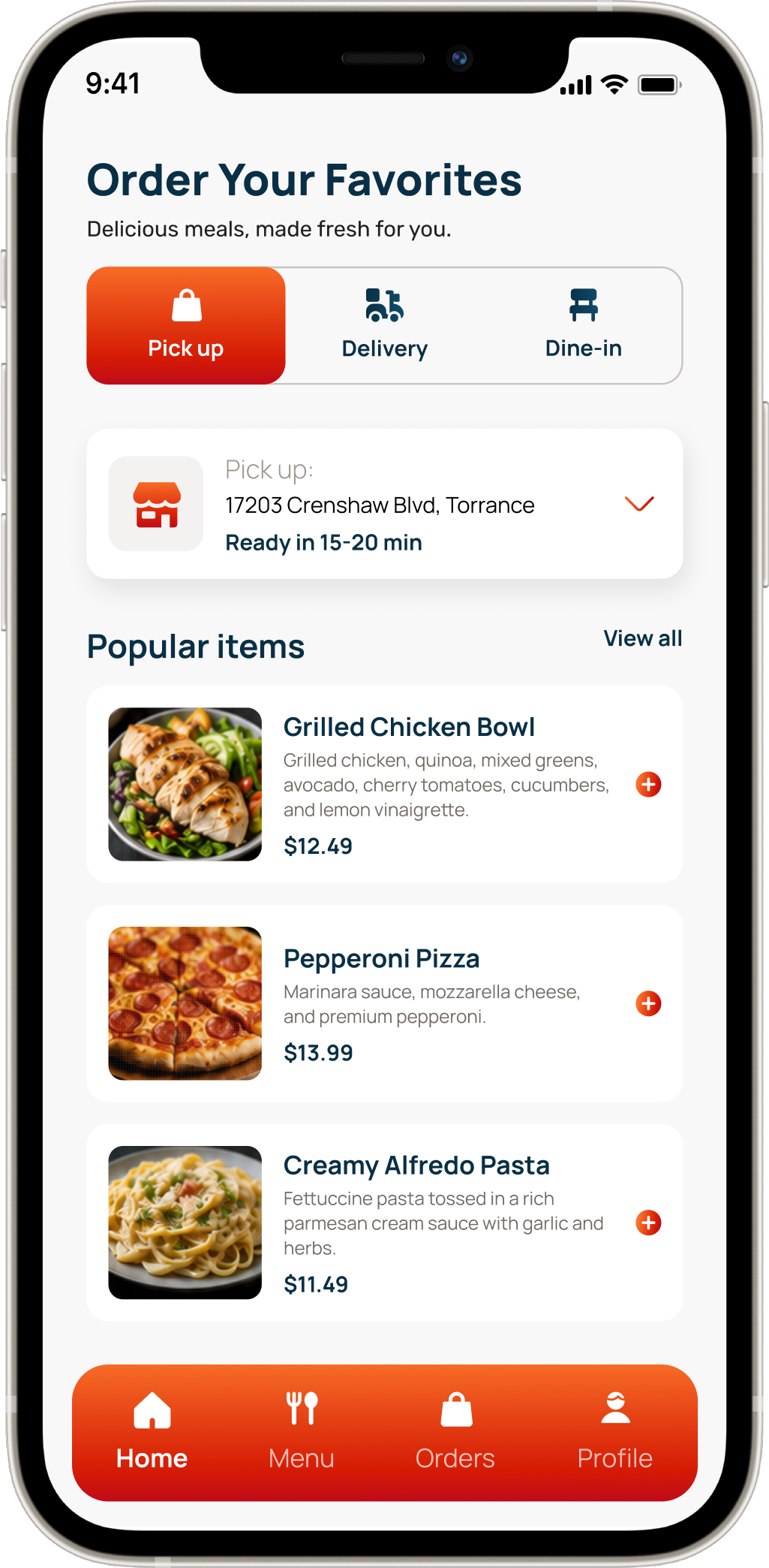 A mobile app interface that clearly displays disposition options and location information for customers ordering ahead.