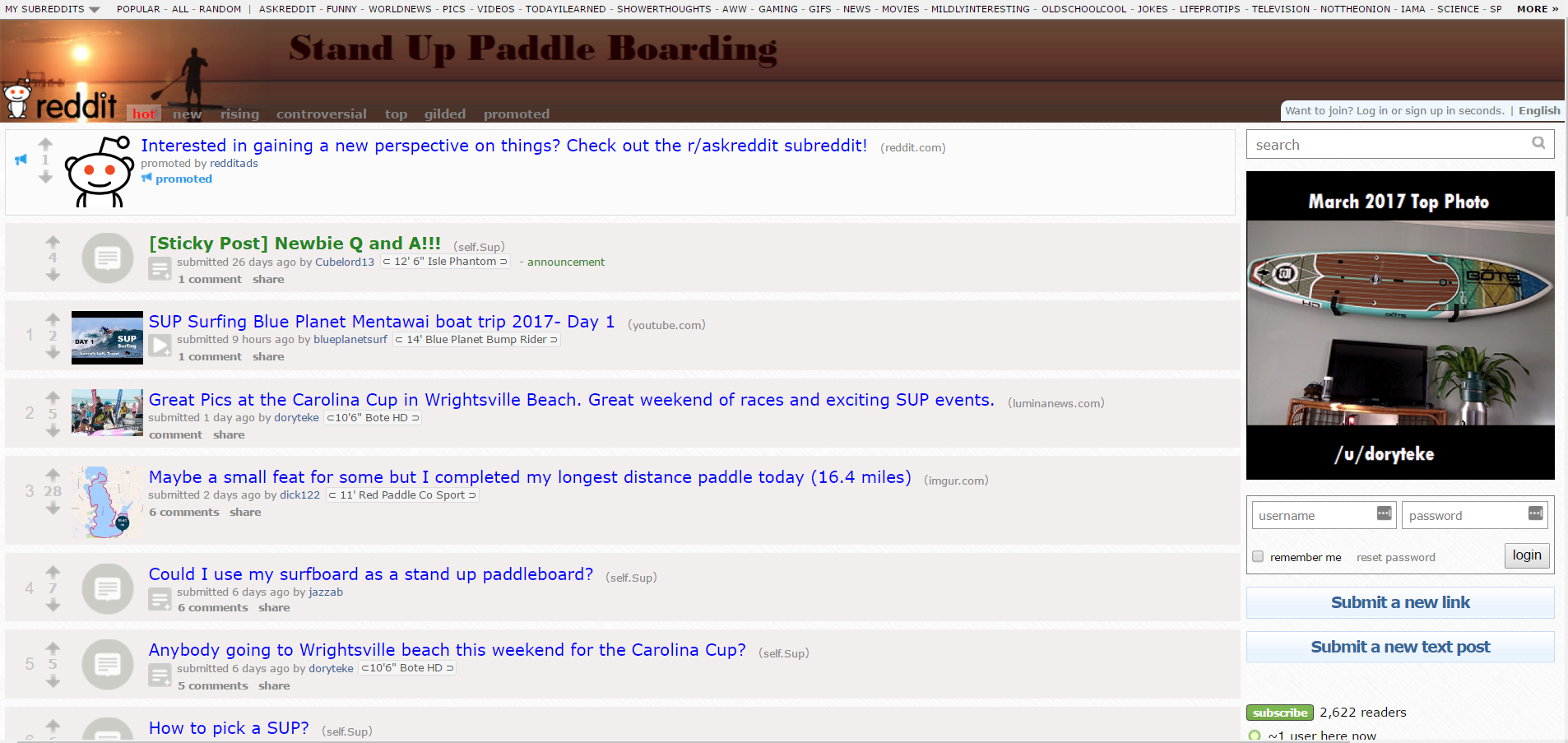 Reddit Stand-Up Paddle Boarding