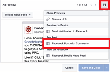 Locating a high-performing ad in Facebook Ads Manager