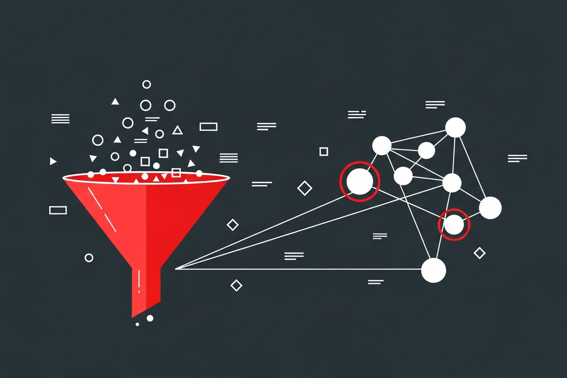 Abstract geometric diagram representing customer analytics data flows and platform comparisons