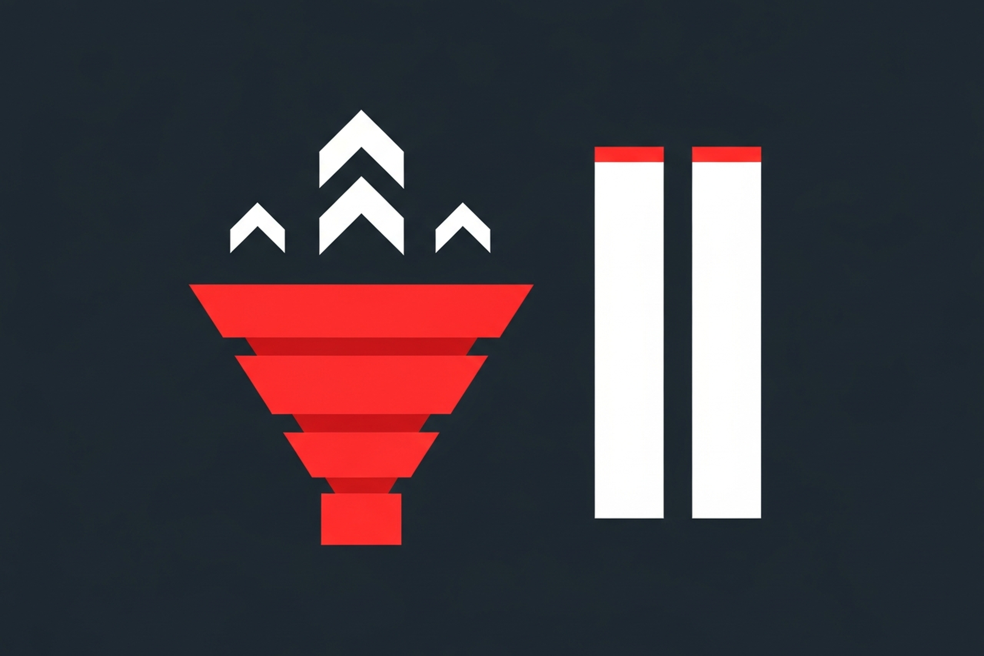 Abstract geometric diagram showing a conversion funnel with upward arrows representing conversion rate optimization