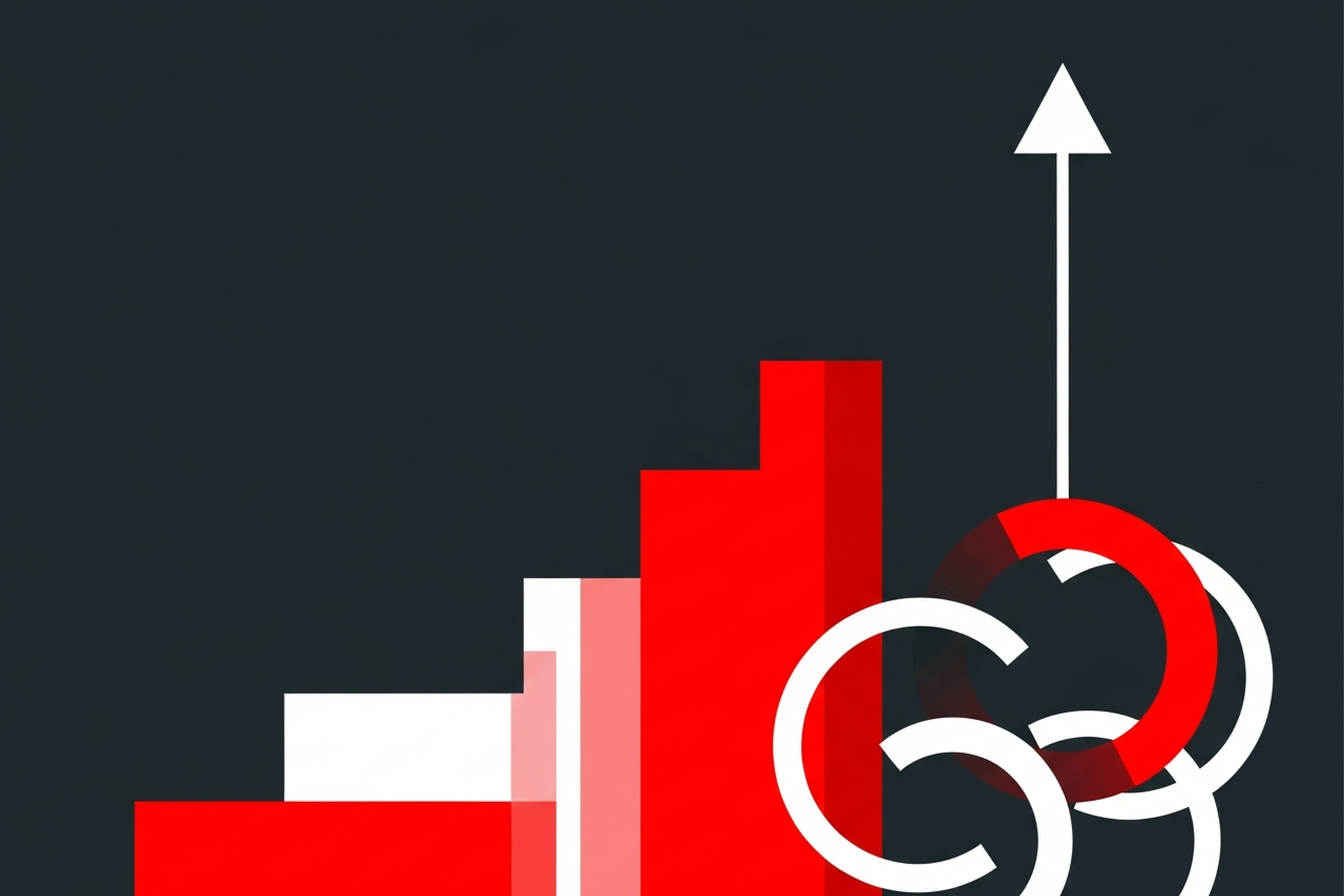 Abstract geometric shapes representing Google Ads campaign structure and funnel flow