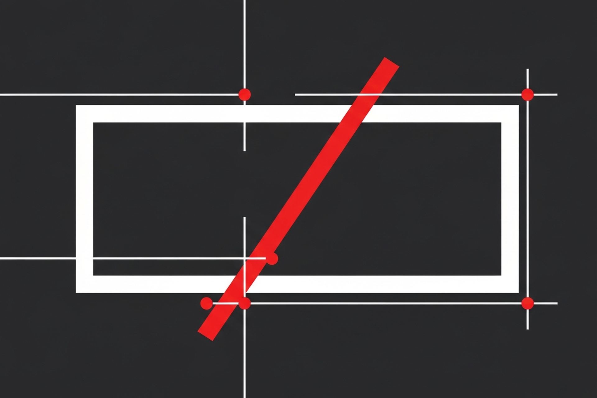 Abstract flat geometric illustration representing paid search and SEM concepts with bold shapes on dark background