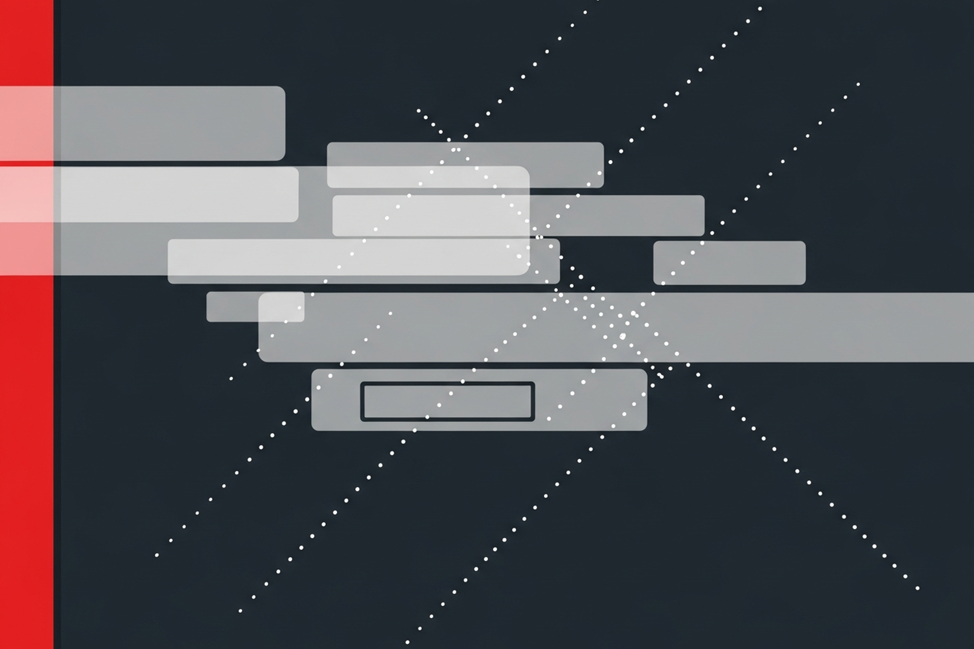 Abstract flat geometric illustration representing marketing analytics software with layered data shapes on a dark background